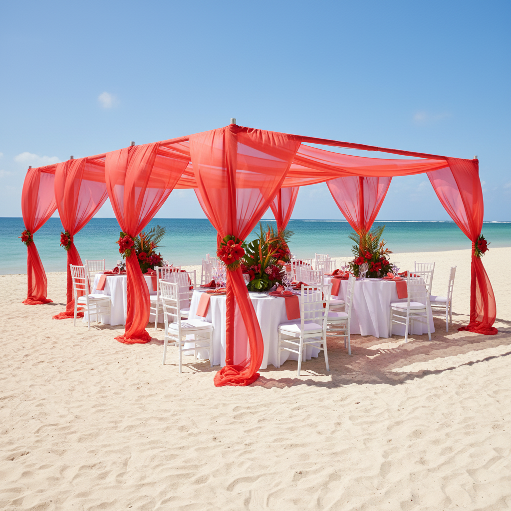 10ft Spandex Upright Pole Cover - Red beach wedding