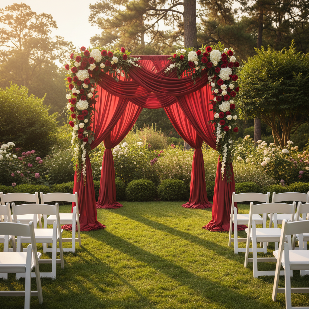 10ft Spandex Upright Pole Cover - Red outdoor wedding arch