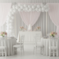 10ft Spandex Upright Pole Cover - White with white spandex drapes and balloons for bridal shower indoor reception