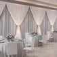 10ft Spandex Upright Pole Cover - White with white glitz sequin and white velvet drapes for corporate gala reception