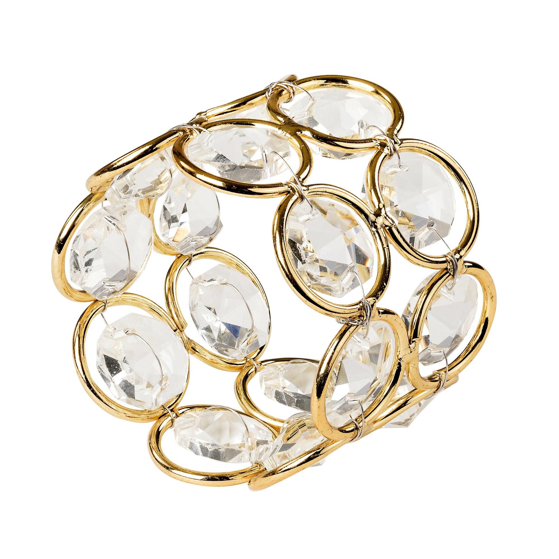 10 pc/pk Crystal Napkin Ring - Gold