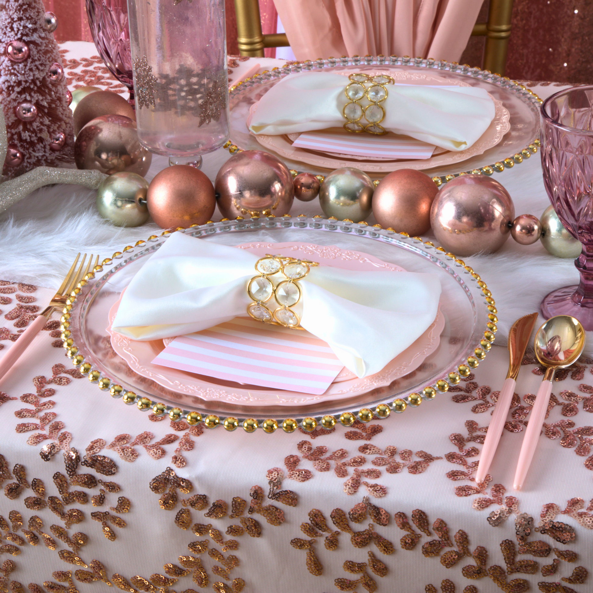 10 pc/pk Crystal Napkin Ring Gold CV Linens™ - Main Image