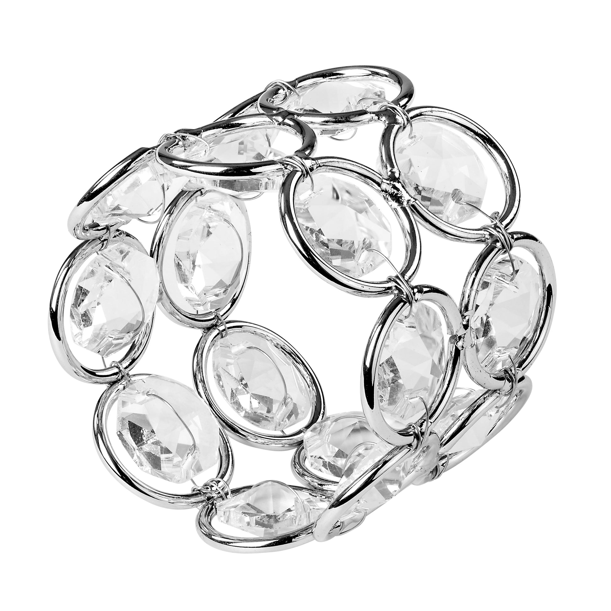 10 pc/pk Crystal Napkin Ring - Silver