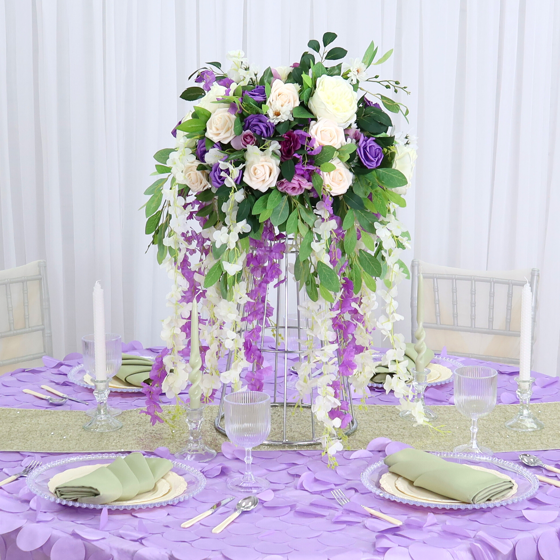 lavender with long flower stems Lavender 12 Pack Hanging Wisteria Vines Silk Flower Stem Size: 42 in | Artificial | Wedding | Event