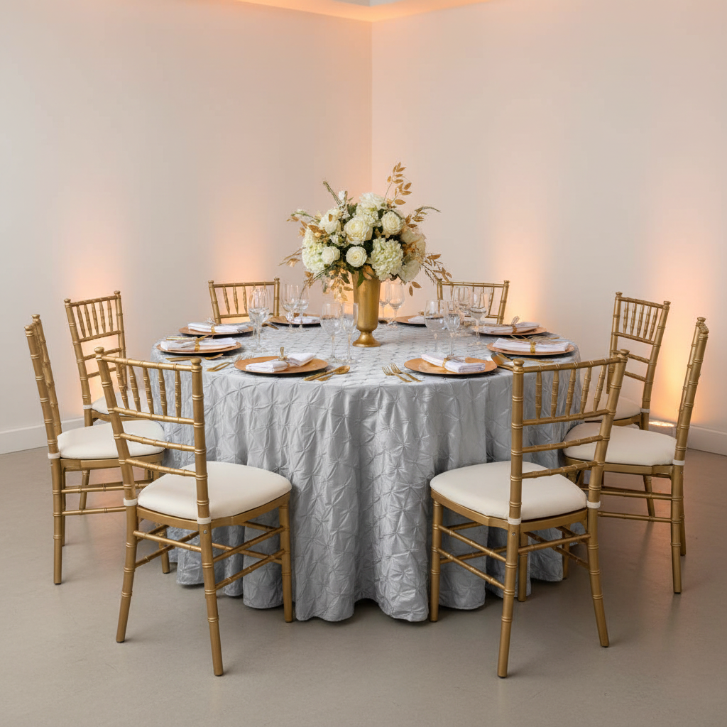 120" Pinchwheel Round Tablecloth - Silver