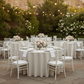 outdoor garden wedding with 120" Round Premium Linen-Look Panama Weave Tablecloth - Ivory