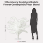 120cm Sculptural Fabric Flower Centerpiece/Floor Stand Ivory infographic showing height comparison