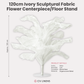 120cm Sculptural Fabric Flower Centerpiece/Floor Stand Ivory infographic
