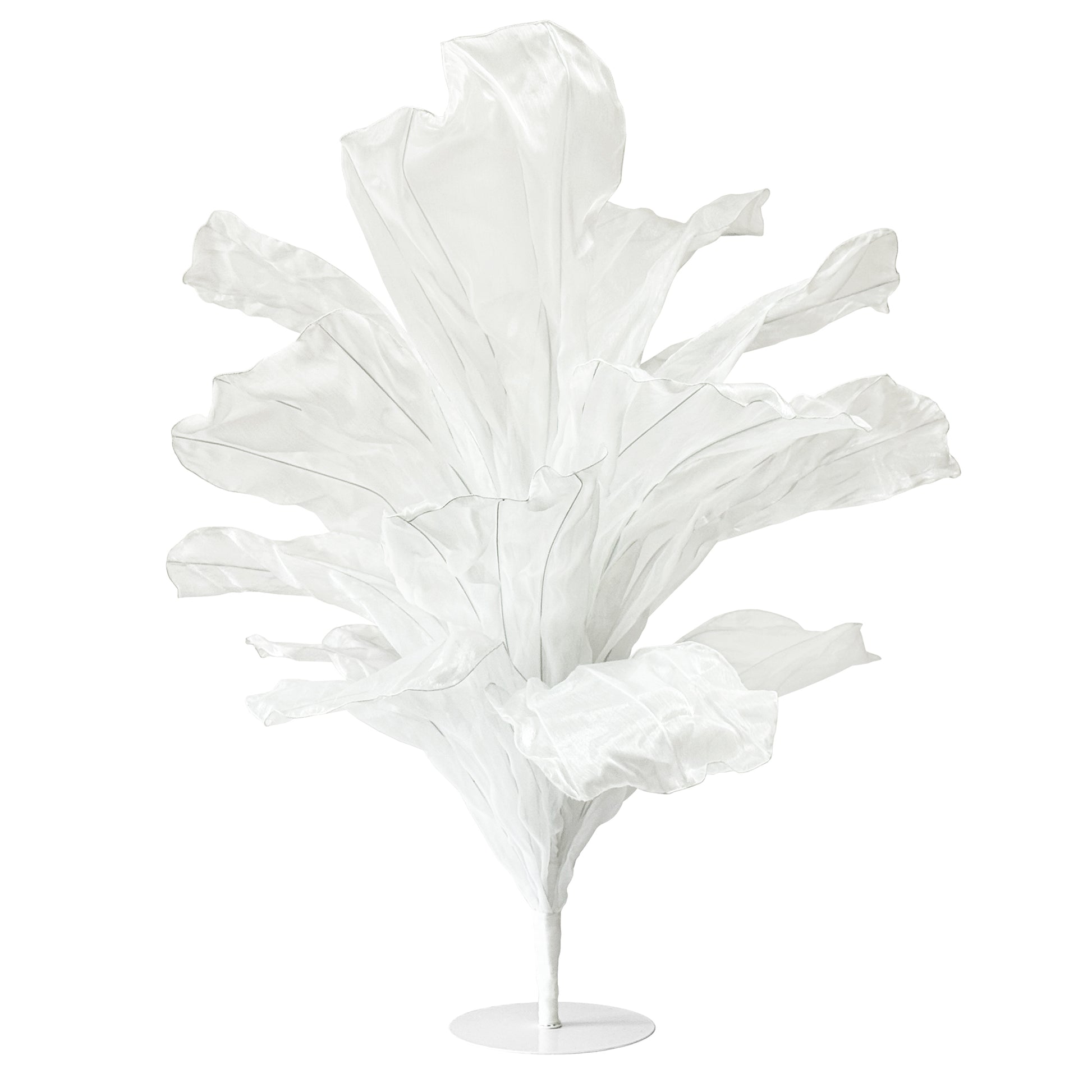 120cm Sculptural Fabric Flower Centerpiece/Floor Stand - Ivory - plain white background