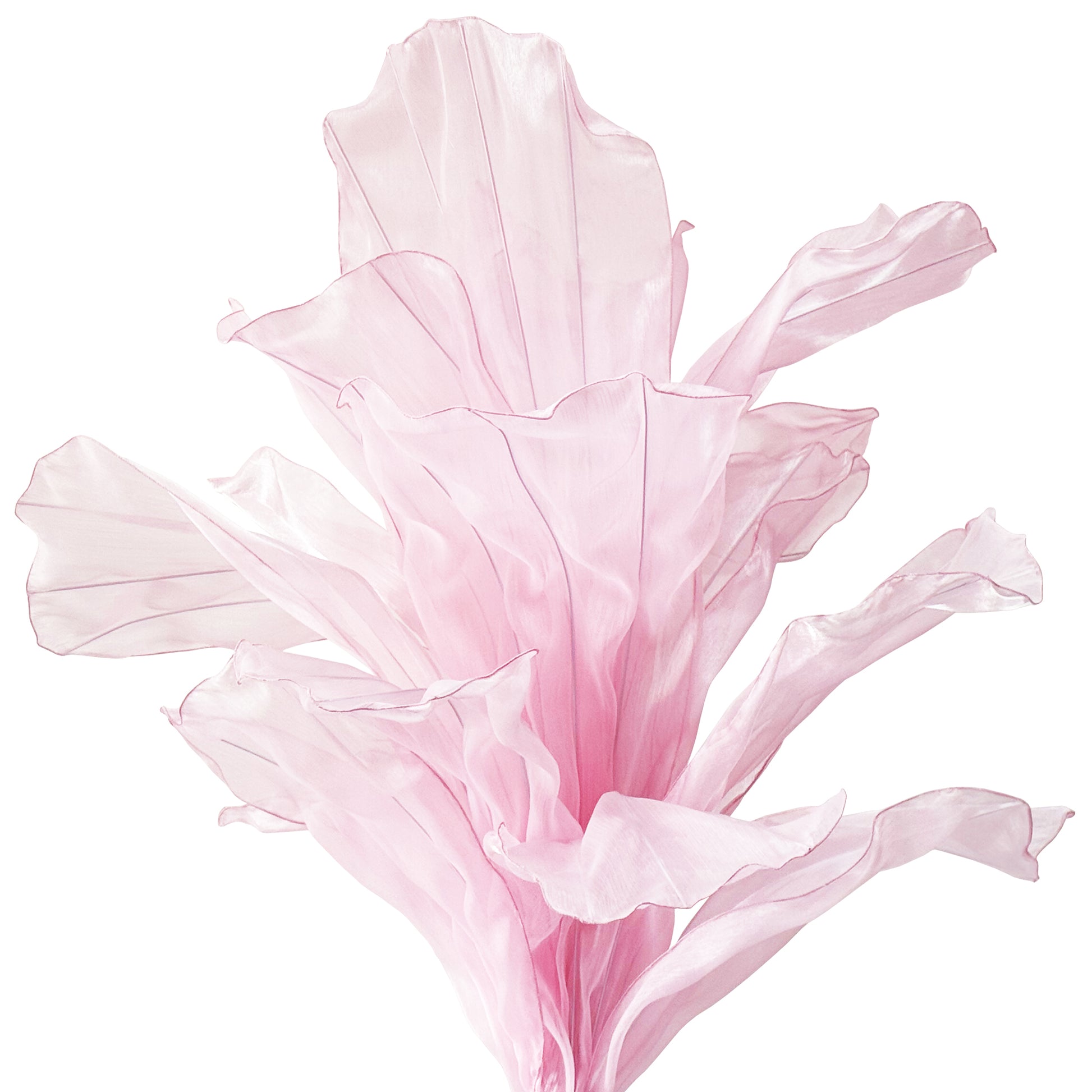 120cm Sculptural Fabric Flower Centerpiece/Floor Stand - Pastel Pink- Front view