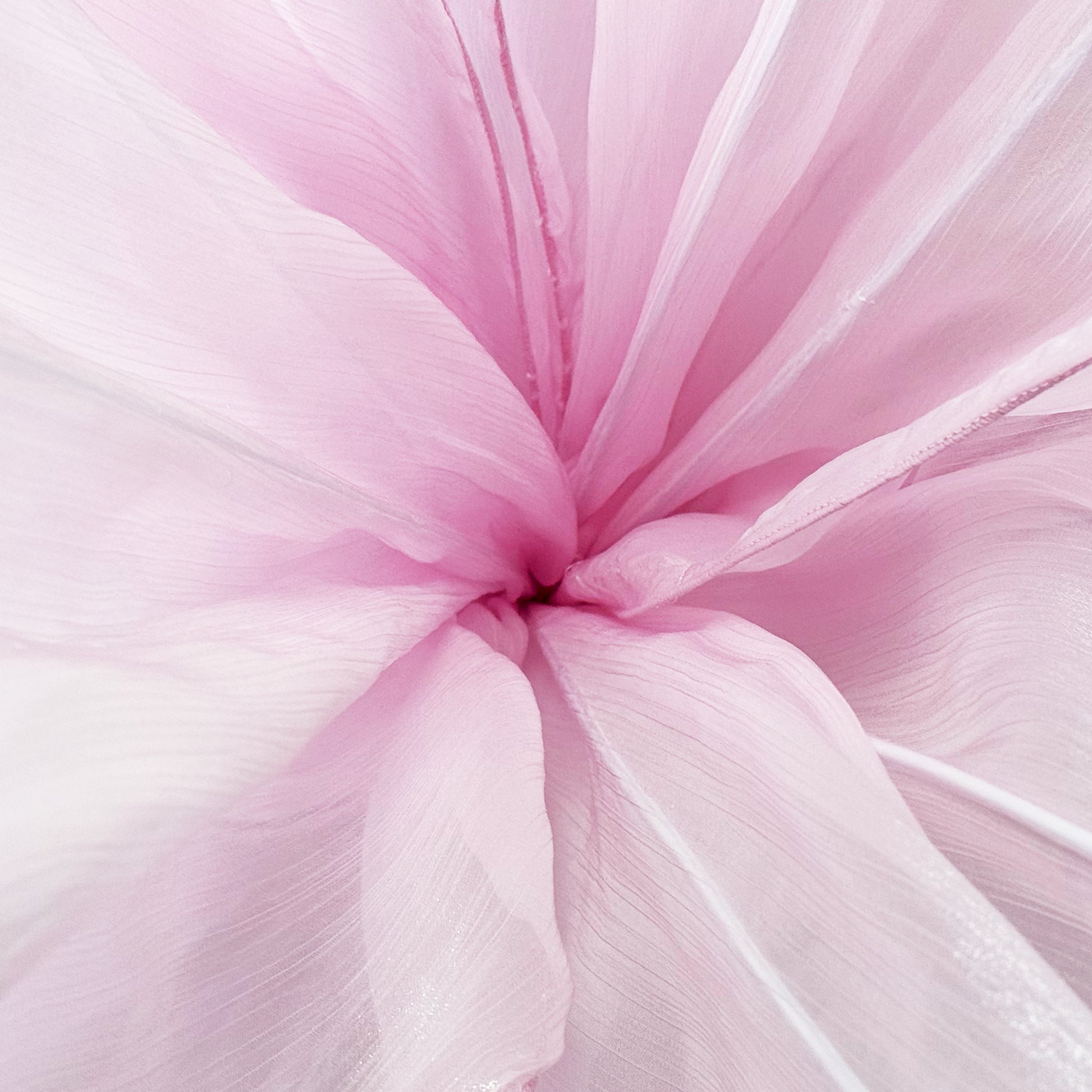 120cm Sculptural Fabric Flower Centerpiece/Floor Stand - Pastel Pink - Close-Up View