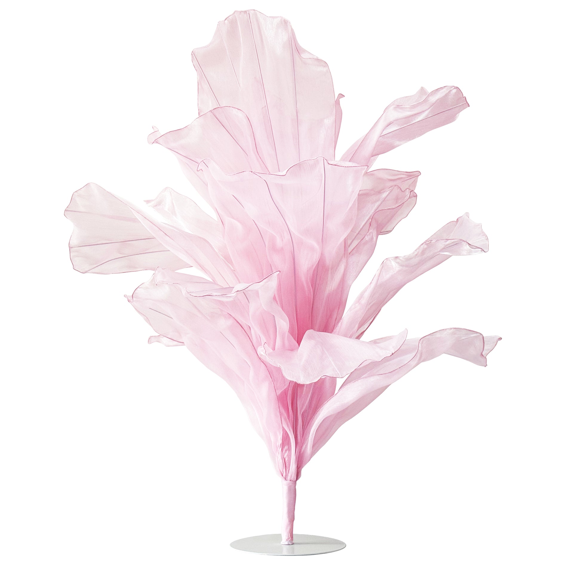120cm Sculptural Fabric Flower Centerpiece/Floor Stand - Pastel Pink - plain white background