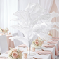 120cm Sculptural Fabric Flower Centerpiece/Floor Stand - White - Wide Banquet View