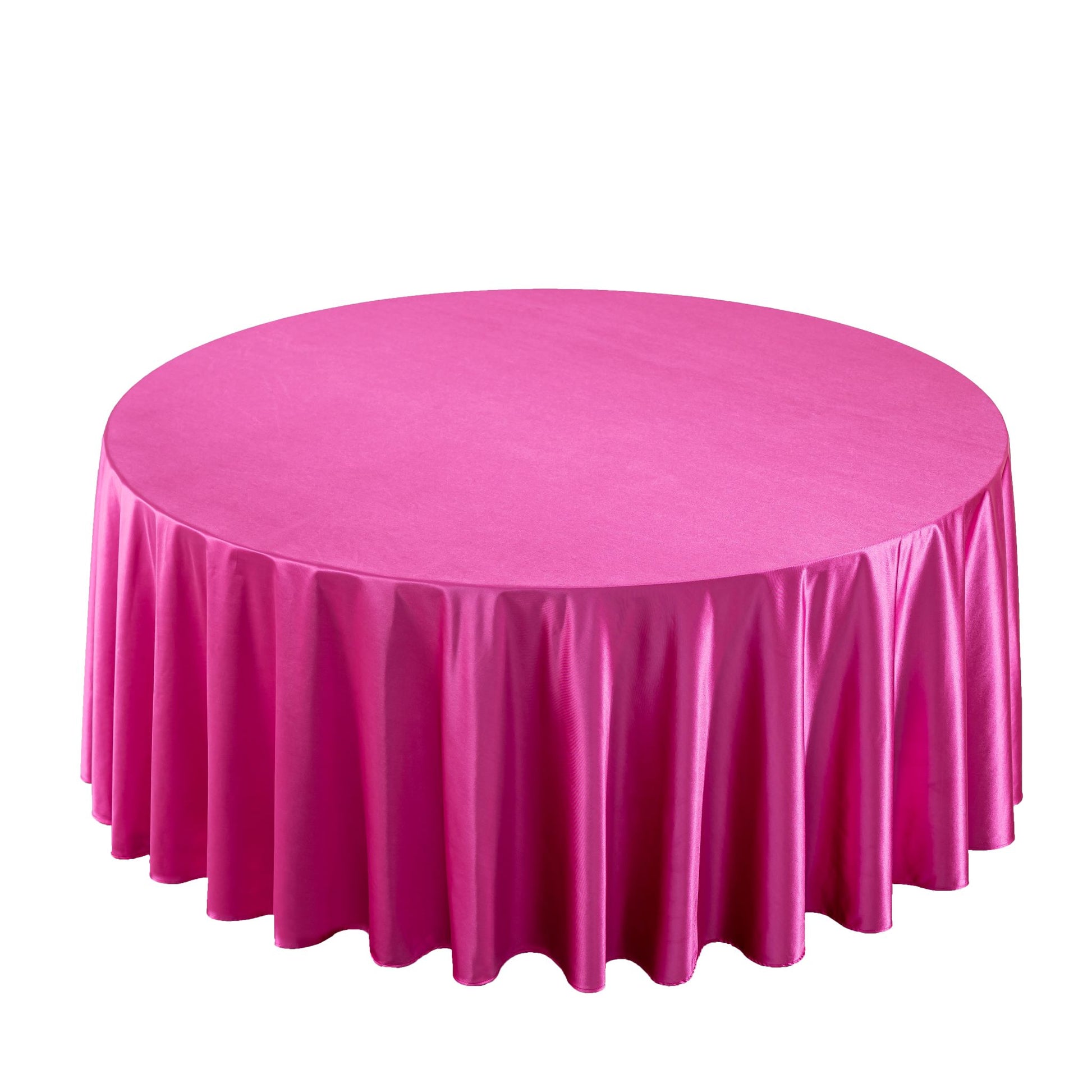 Premium Satin (Wrinkle-Resistant) 120" Round Tablecloth - Fuchsia