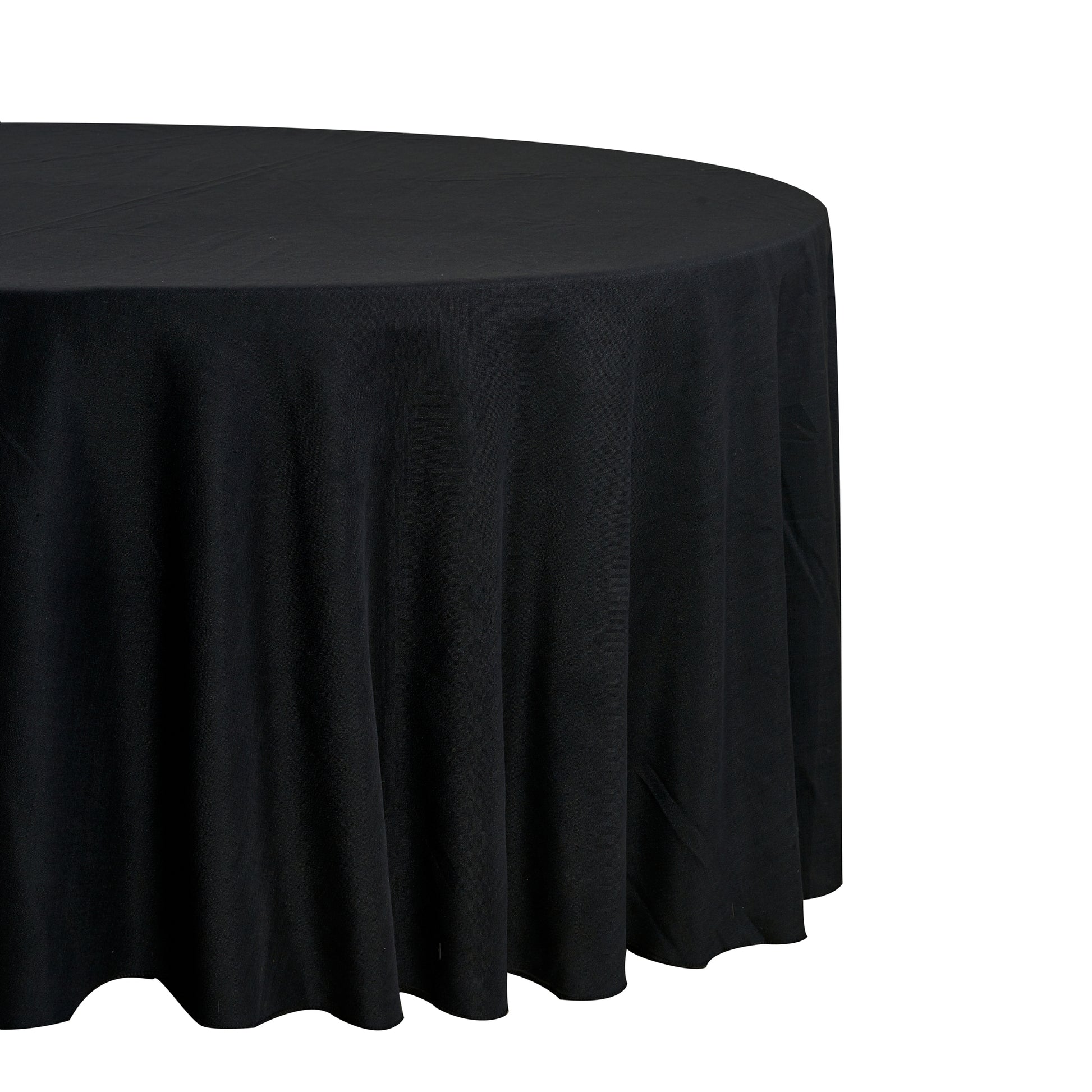 132" Round Premium Linen-Look Panama Weave Tablecloth Black close up