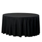 132" Round Premium Linen-Look Panama Weave Tablecloth Black front view