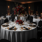 corporate anniversary celebration with 132" Round Premium Linen-Look Panama Weave Tablecloth - White