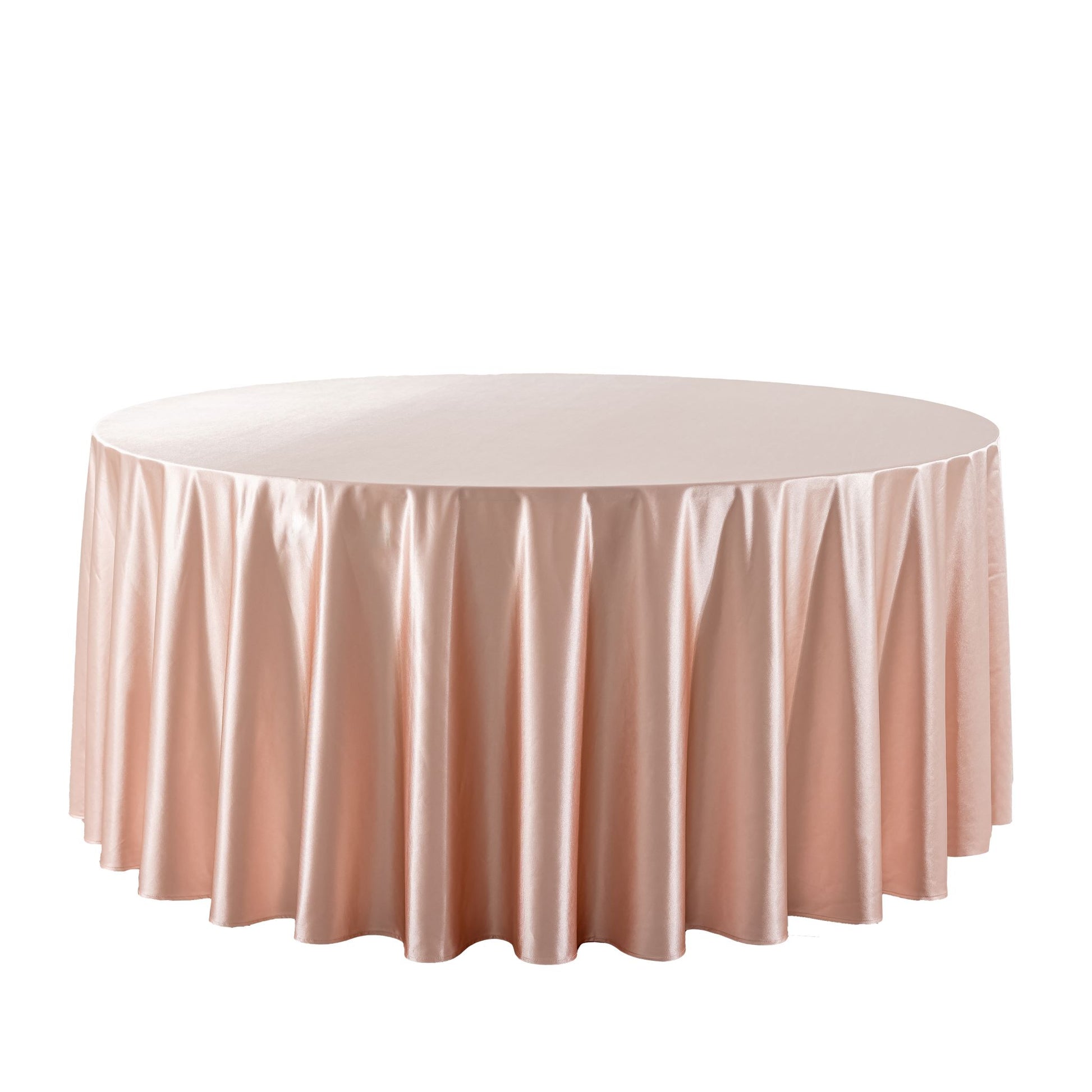 Premium Satin (Wrinkle-Resistant) 132" Round Tablecloth - Blush/Rose Gold
