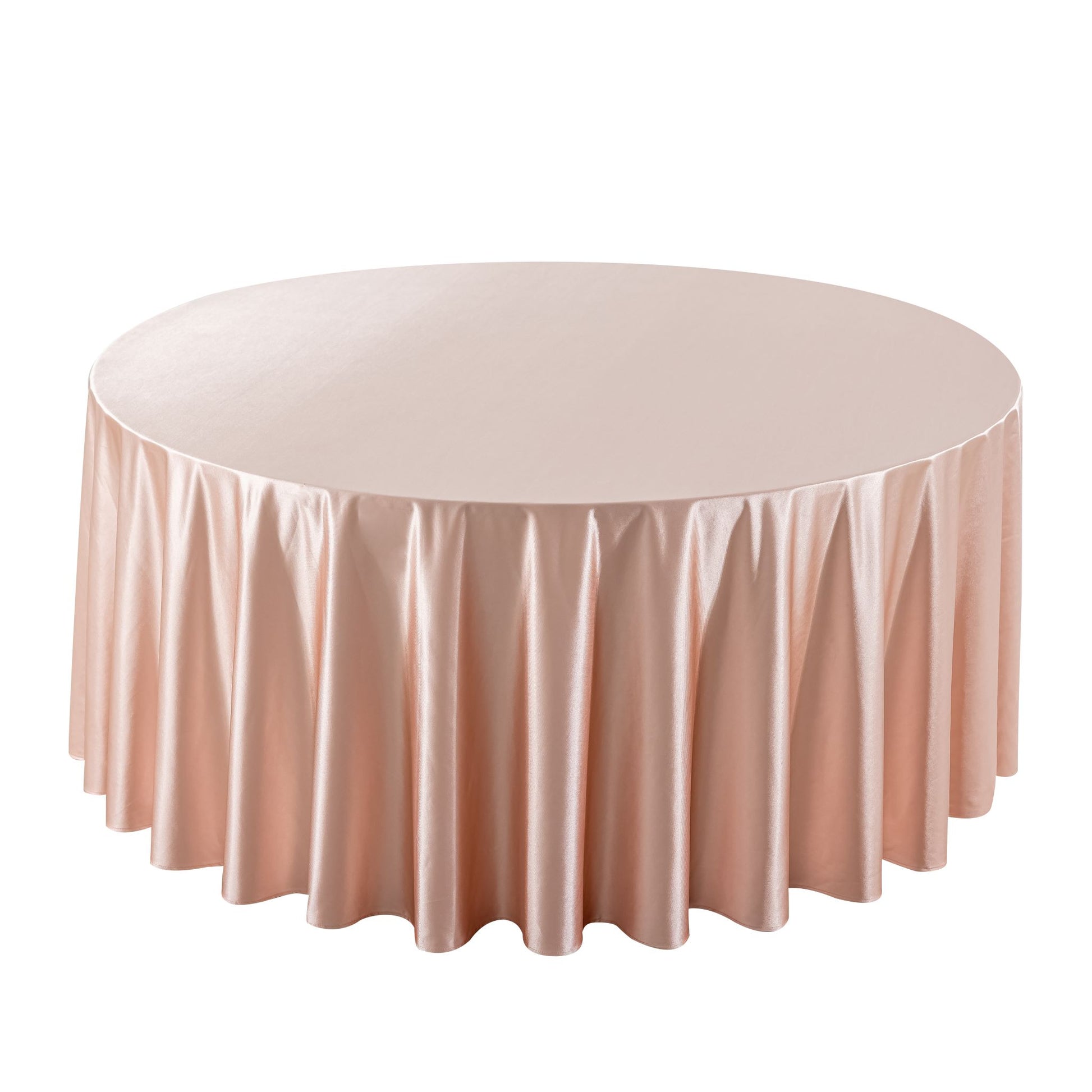 Premium Satin (Wrinkle-Resistant) 132" Round Tablecloth - Blush/Rose Gold

