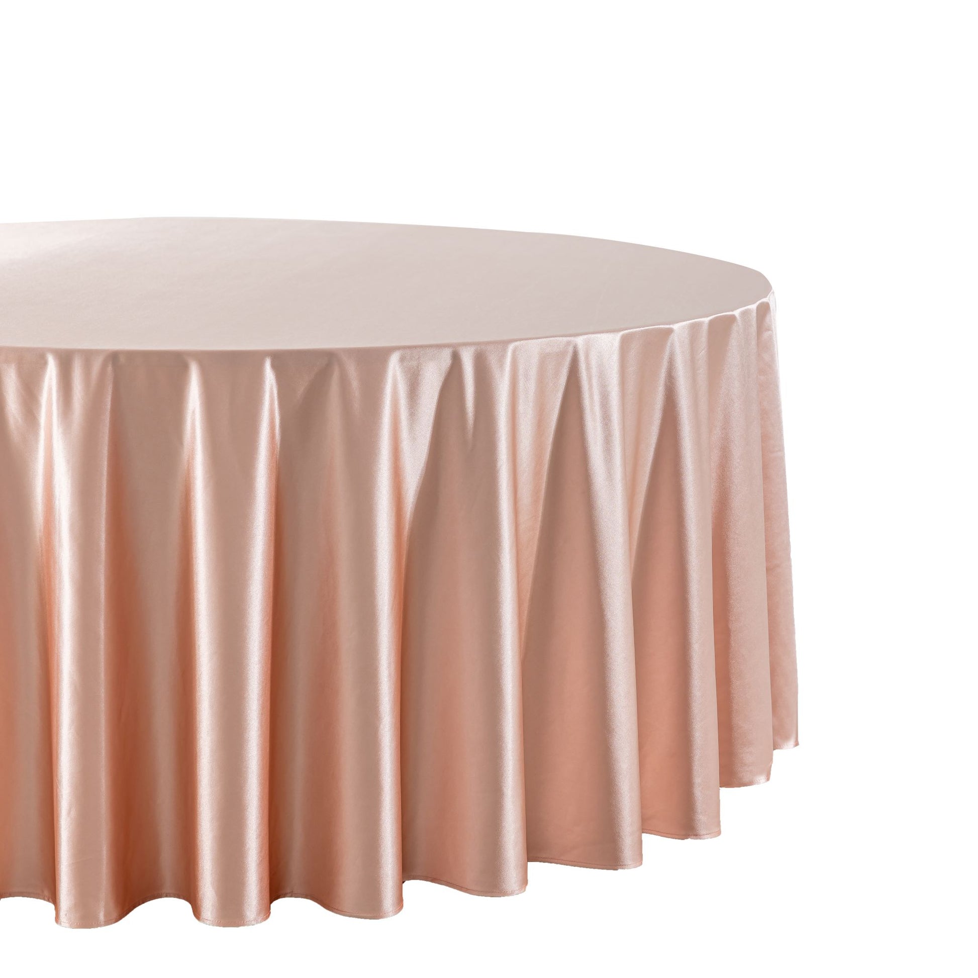 Premium Satin (Wrinkle-Resistant) 132" Round Tablecloth - Blush/Rose Gold
