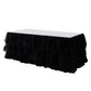 Black ruffled layered tulle tableskirt 14ft  angled view