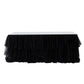 Black ruffled layered tulle tableskirt 14ft  front view on banquet table