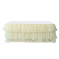 Ivory ruffled layered tulle tableskirt 14ft  front view on banquet table 