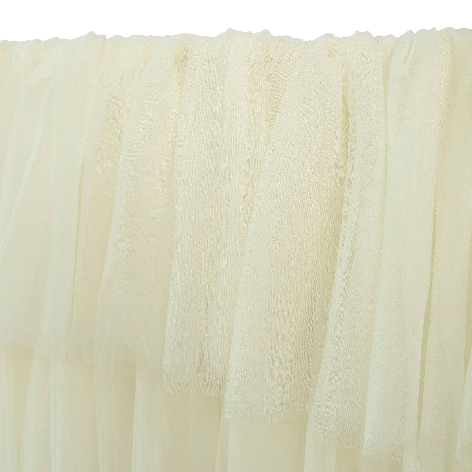Ivory ruffled layered tulle tableskirt 14ft  close up