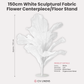 150cm Sculptural Fabric Flower Centerpiece/Floor Stand White infographic