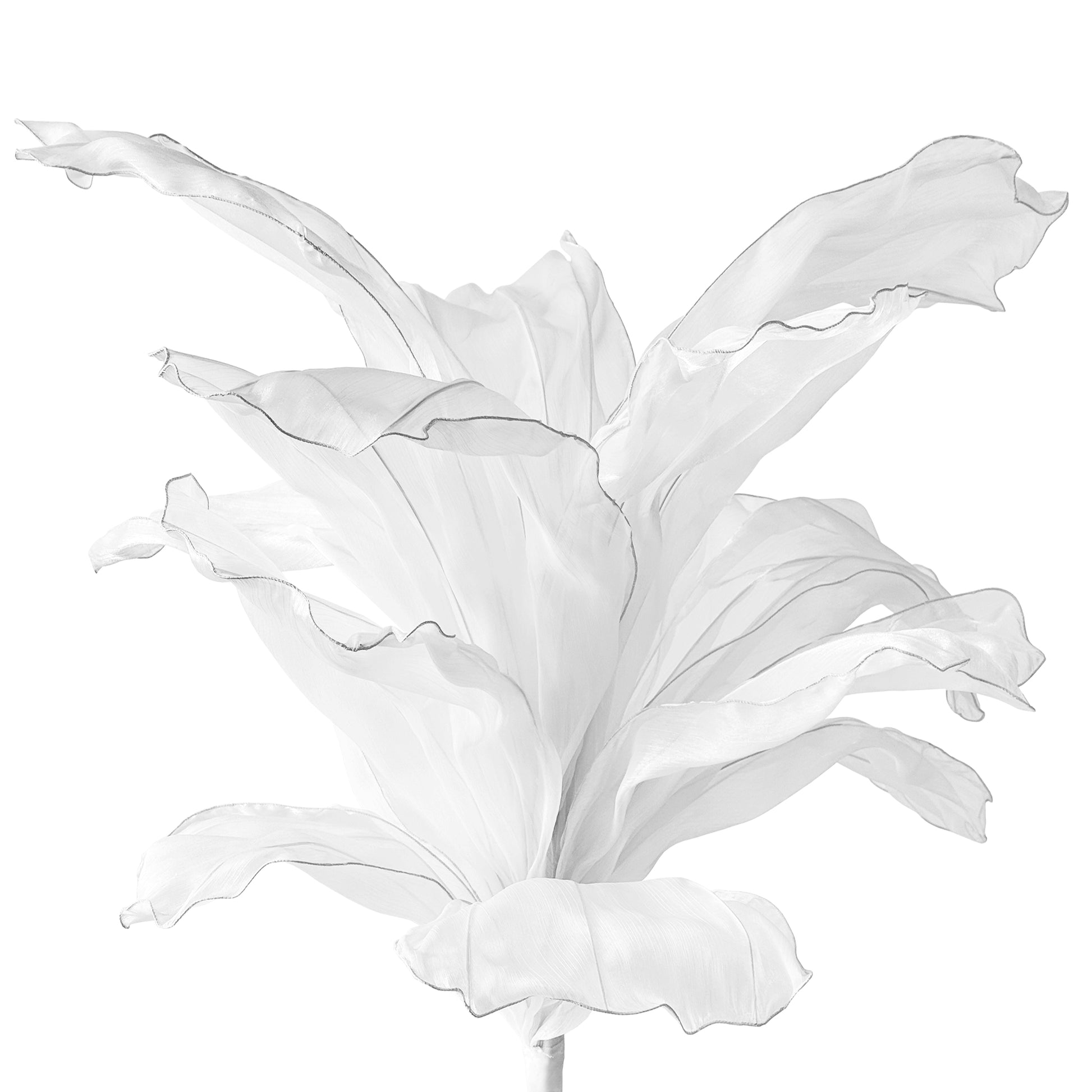 150cm Sculptural Fabric Flower Centerpiece/Floor Stand - White - Front view