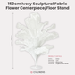150cm Sculptural Fabric Flower Centerpiece/Floor Stand Ivory infographic