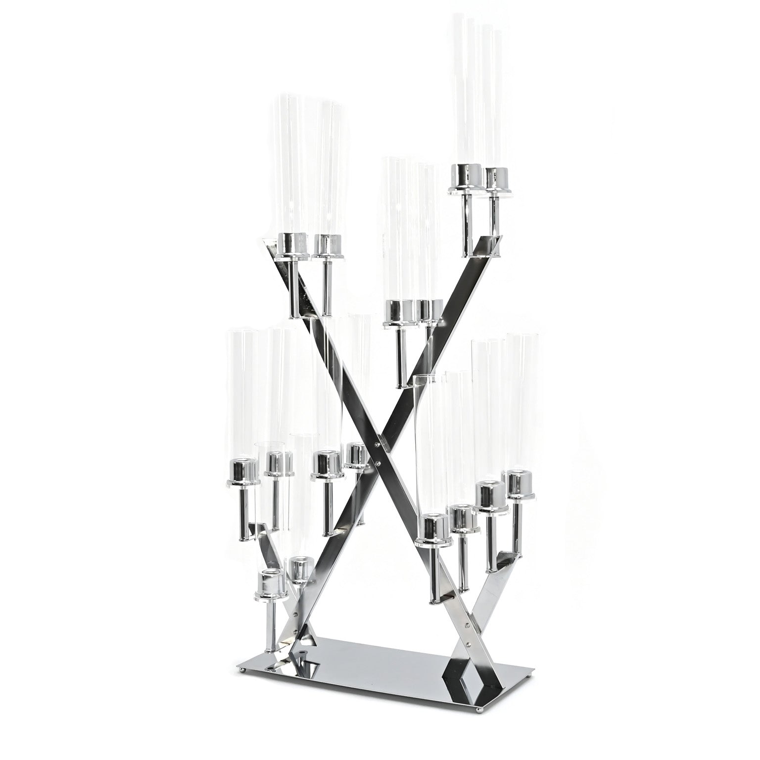 16 Branches Silver Metal Candelabra Centerpiece