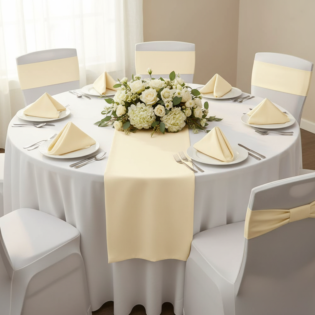 17"x17" Economy Polyester Napkin - Ivory.