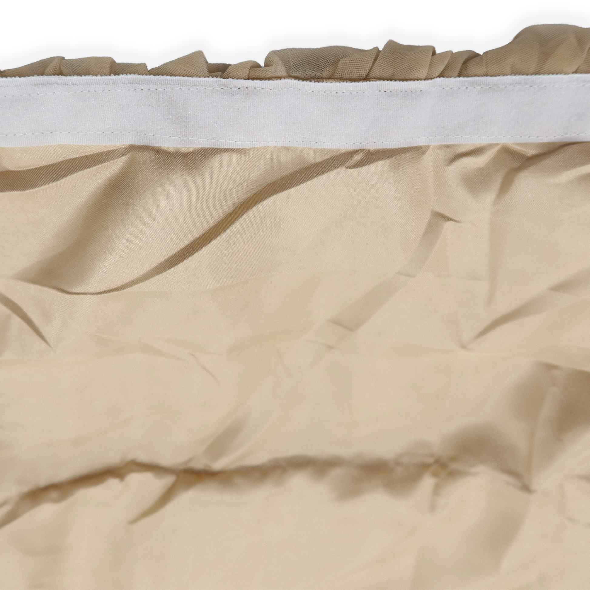 17ft Ruffle Layered Champagne Tulle Tableskirt inside velcro lining