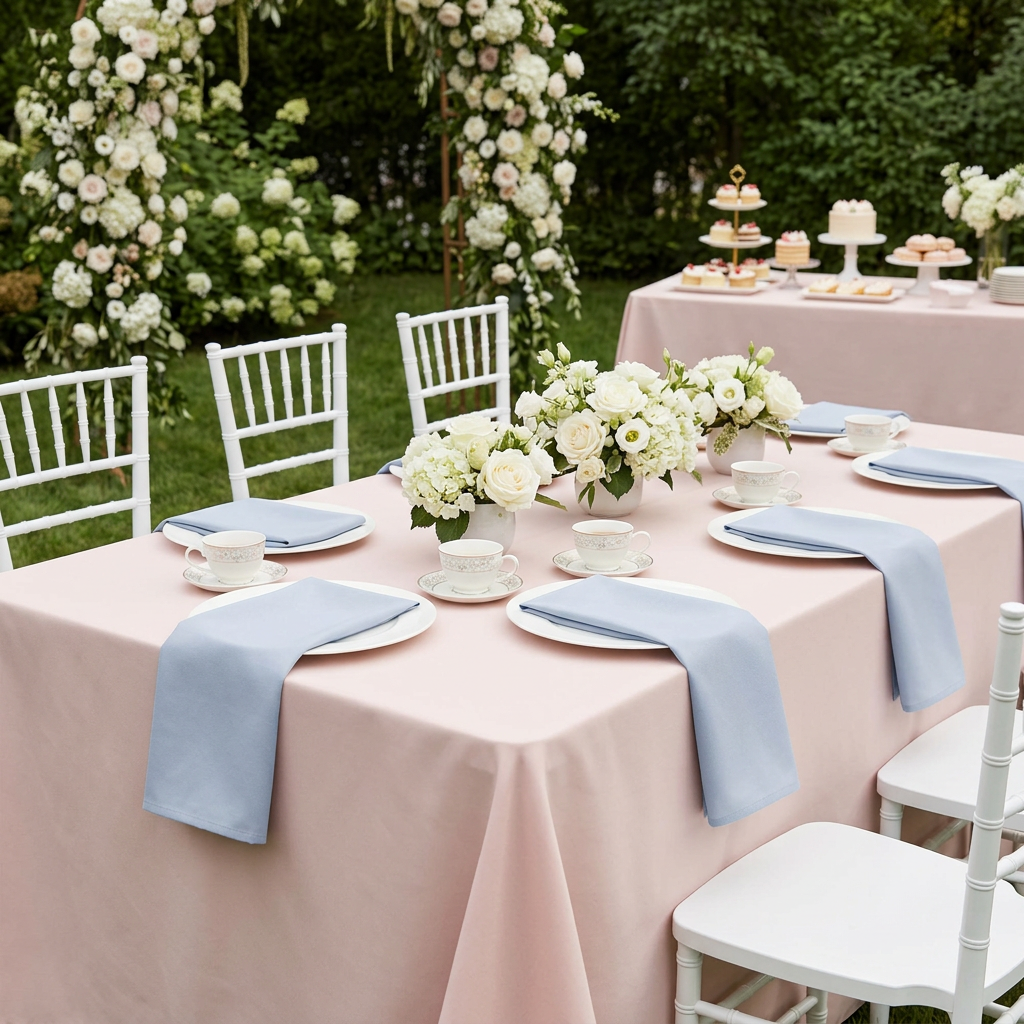 Dusty blue napkins garden bridal shower