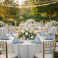 garden baby shower setup with 17"x17" Premium Polyester Napkin - Dusty Blue
