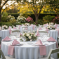 garden birthday celebration setup with 17"x17" Premium Polyester Napkin - Dusty Rose/Mauve