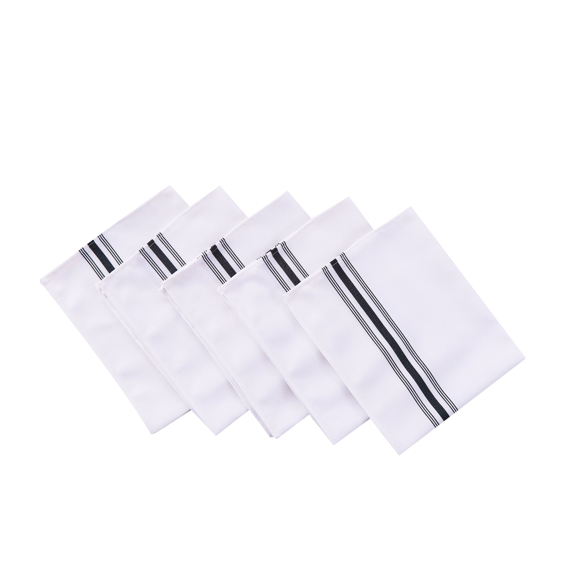 18"x22" Black Stripe Bistro Spun Polyester Napkins 5pc bundle