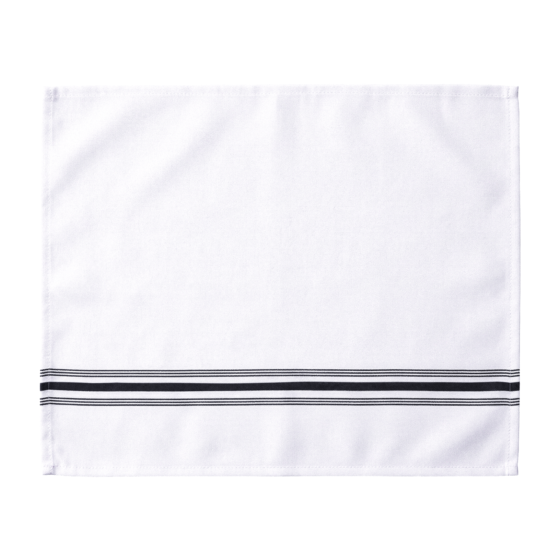 18"x22" Black Stripe Bistro Spun Polyester Napkins layed flat