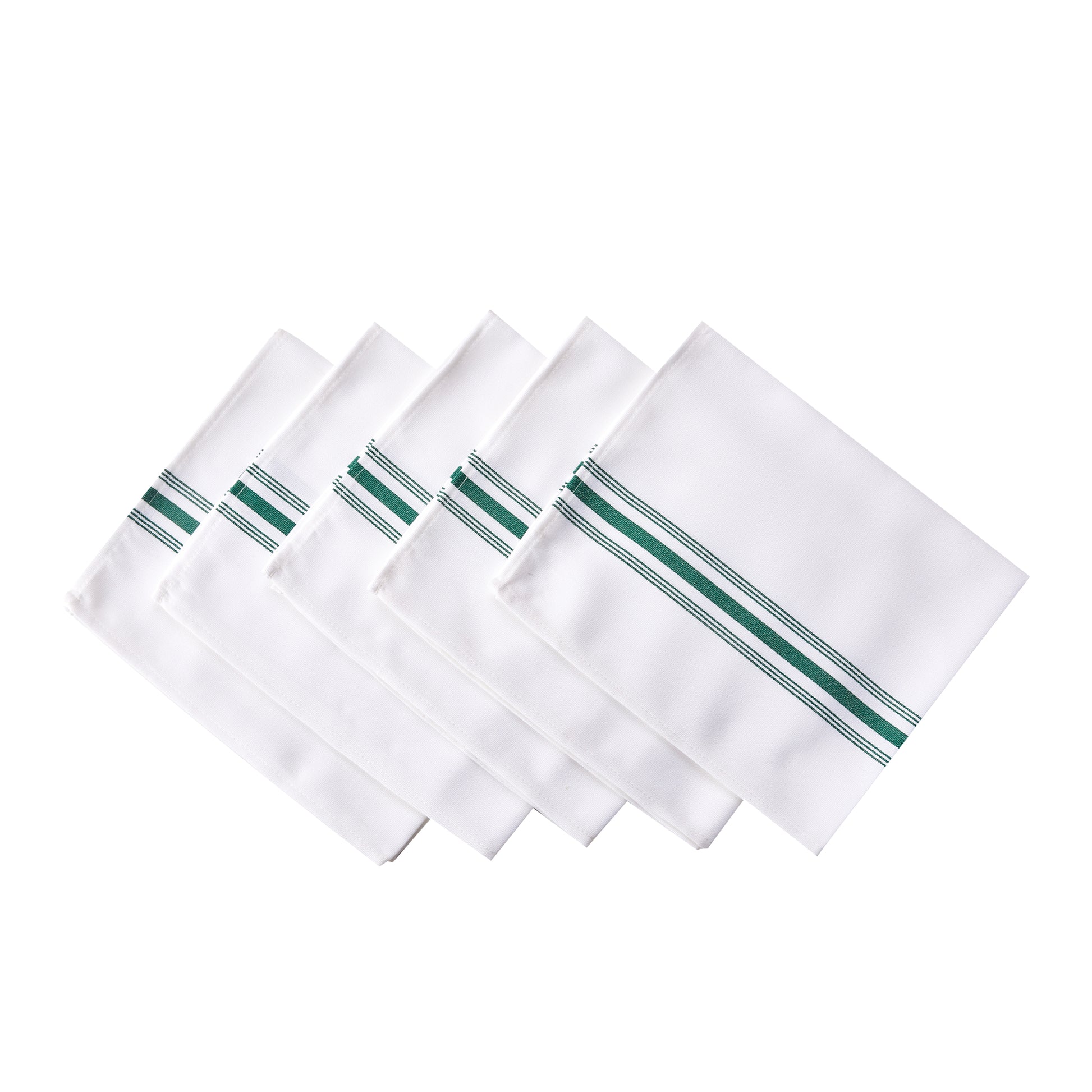 18"x22" Forest Green Stripe Bistro Spun Polyester Napkins 5pc/pk bundle