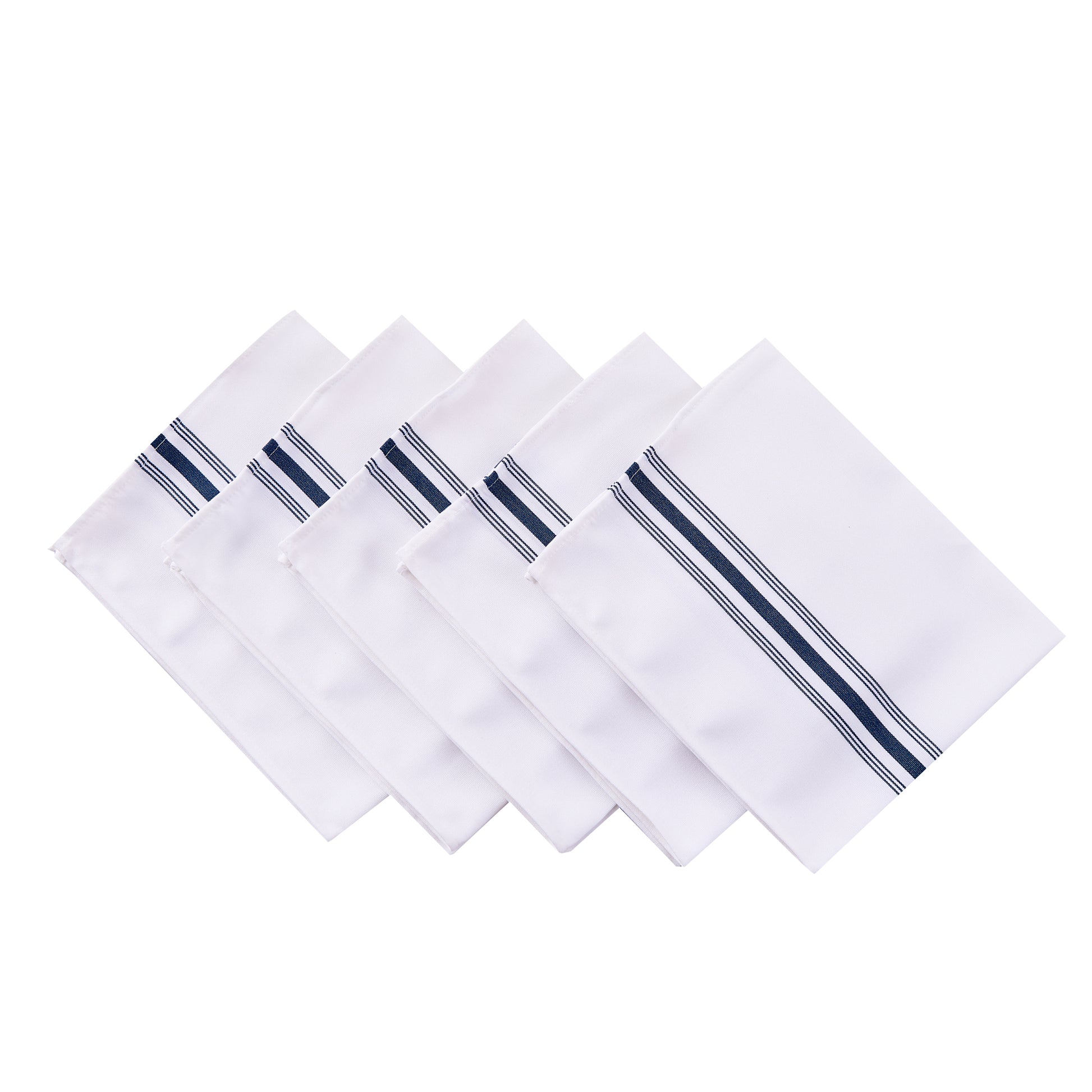 18"x22" Navy Blue Stripe Bistro Spun Polyester Napkins 5pc