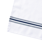 18"x22" Navy Blue Stripe Bistro Spun Polyester Napkins 5pc/pk hemmed edge close up