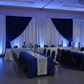 2 pc Crossbar support (drape support) rod 6ft to 10ft with black spandex drape and glitz sequin silver  for corporate's awards night