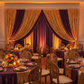 2 pc Crossbar support (drape support) rod 7ft to 12ft with gold glitz sequin drape and burgundy spandex drapes