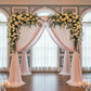 2 pc Telescopic Slip-fit Upright 5ft to 8ft with slip lock collar with blush chiffon drapes and 2 pcs premade flower backdrop