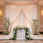 2 pc Telescopic Slip-fit Upright 5ft to 8ft with slip lock collar with white spandex drapes and premade flower runners for wedding reception