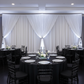 2 pc Telescopic Slip-fit Upright 6ft to 10ft with slip lock collar with white spandex drapes for corporate dinner