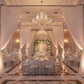 2 pc Telescopic Slip-fit Upright 8ft to 14ft with slip lock collar with white chiffon backdrop curtain
