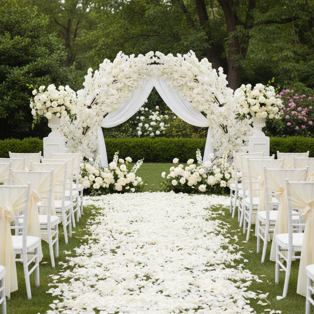 2 pcs 9.5ft Cherry Blossom Wedding Arch Backdrop - White for outdoor garden ceremony