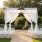 outdoor weddin reception with 20ft Ceiling/Curtain Draping Sheer Voile Flame Retardant (FR)  - Ivory